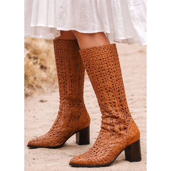 Free People Woodstock Woven Boot Cinnamon Clay Size 8.5 New In Box - Picture 4 of 16